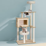 i.Pet Cat Tree Tower Scratching Post Scratcher 142cm Wood Bed Condo House PET-CAT-WOOD142-BE