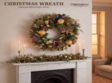 Christabelle 61cm Deluxe Mountain Pine Christmas Wreath Pre Lit Multi Function LED Timer Front 112_SENDMP61