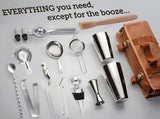 Professional 17-Piece Stainless Steel Cocktail Shaker Set with Canvas Carry Case Complete Bar V1107-CS-TJQTZ