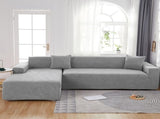 Waterproof sofa cover - Light grey jacquard leaf pattern - For 2-seater sofa V1188-MS101-00909-1