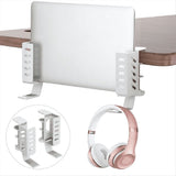 Desk Side Vertical Laptop Stand,No Drill Desktop Mount,Hanging Holder for Side,Clamp on White V1370-AZ4-13602
