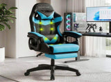 Artiss Gaming Office Chair with 8 Point Message Reline Ergonomic Blue MOC-L-GC-8P-BK-CY