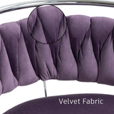 SERENIT Silver Swivel Upholstered Velvet Adjustable Height Counter Stool with Metal Frame Voilet V255-GP2311R-VOILET
