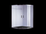 90 x 90cm Chrome Rounded Sliding 6mm Curved Shower Screen with Black Base V63-830201