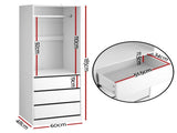 Artiss Wardrobe Clothes Closet Storage Organizer White FURNI-L-WR01-3D-WH-AB