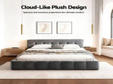 Artiss Double Size Bed Frame Plush Soft Headboard Velvet Platform Base for Modern Bedrooms Grey BFRAME-F-HAVEN-D-GY-AB