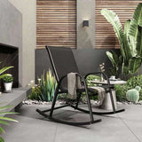 Rocking Chair High Back Rocker Chairs Steel Metal Textilene Fabric-Black V264-OTF-522S-BLK