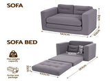 Artiss 2 Seater Corduroy Convertible Sofa Bed Pull Out Boneless Couch Grey SBED-M-FLD05-2S-GY
