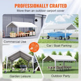 Carport Car Canopy Garage Shelter Tent 10x20ft with 8 Poles for Auto Boats V952-KFSJS810X20FT3BYUV0