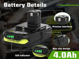 18V P108 Ryobi 18V Battery Replacement P117 Charger Lithium-Ion Battery Power - Black - Size 5000mAh V1107-DSZ-TOOL-001-BLK-5000MAH