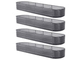 Green Fingers 4 Pcs Raised Garden Bed Kit Oval Galvanized Steel Planter Boxes 320x80x56cm, Heavy GARDEN-OVAL-AG-3208056X4