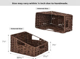 Wicker Storage Baskets, Waterproof Wicker Basket with Handles, Trapezoid Woven Storage Bins for V1258-DP02-WO-190