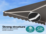 Instahut Retractable Folding Arm Awning Motorised Sunshade 3.5M X 3M Grey AWN-B-ARM-REMOTE-35X30-GREY