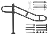 Single Post Handrail for Outdoor 1-3 Steps, 40.5" L x 35.4" H Metal Bent Stair Handrails, Floor V952-LZKFSHS405INENIH7V0