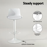 Artiss Bar Stools Kitchen Swivel Gas Lift Stool Leather Dining Chairs White x2 BA-KJ-GL-BPP-SPU-WHX2