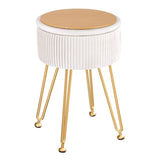 Artiss Ottoman Storage Foot Stool Vanity Velvet Round White FS-B-ST03-VEL-WH