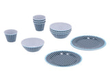 12Pcs/Set Tableware Set Dark Blue Grid Melamine Cup Bowl Plate for Home Restaurant Kitchen V1294-YM0901-3118210179311