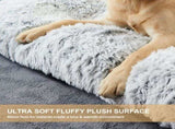 95 x 65 CM Winter Long Plush Dog Bed for Large Dogs - 10CM Thickened Fluffy Faux Fur Pad - Calming V888-ELOSUNG49923