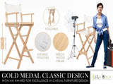 2X Director Movie Folding Tall Chair 76cm Beech WOOD HUMOR V274-FT-6015DC-WD2