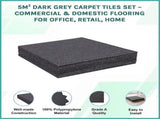 5m Dark Grey Carpet Tiles Set Commercial & Domestic Flooring for Office, Retail, Home V63-952981