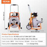 VEVOR Cleaner Machine 100FT x 1/2 Inch, Auto Feed Sewer Snake Auger on Wheels, Portable V952-ZDJJKLSGDSTJXZPK9V3