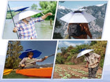 2 Pcs 37'' Diameter Large Umbrella Hat for Adults Double Layer Folding Compact UV Rain Protection V1259-DP01-A-1165