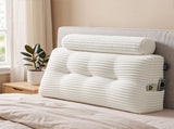 Giselle wedge pillow headboard with non-flattening shredded foam core, perfect for dorm reading or HBP-HRNECK-COR-WH-KS