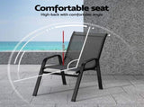 Gardeon 2PC Outdoor Dining Chairs Stackable Lounge Chair Patio Furniture Grey FF-B-STA-CHAIR-GE-X2