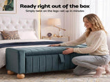 Artiss Storage Ottoman Bench Velvet Blanket Box Stool Footrest Ball Feet Green OTM-VEL02-BALL-GN