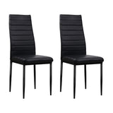 Artiss Dining Chairs Set of 4 Leather Channel Tufted Black DINING-B-C02-BK