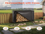 Firewood Rack with Waterproof Cover, 1.22m Outdoor Firewood 1/4 Cord Storage Metal Log V952-HWDCJ4FT20MMYL0PX001V0