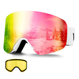 Frameless Ski Goggles, Magnet Cylindrical Lens with Pink Revo Coating, Fit for Skiing, Skating, V767-VVR-HXJWKBSDCXHJ4LNEU001V0