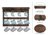 Heavy Duty Wall Mount Coffee Teacup Mug Rack Wood 12 Hook Holder Display Storage V767-JJ-ZZ718-V1
