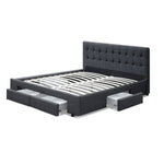 Artiss Bed Frame Double Size with 4 Drawers Grey AVIO BFRAME-F-AVIO-D-CHA-ABC