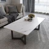 120x60cm Matte White Minimalist Slate Coffee Table Marble Tea Table Living Room Rectangle Cocktail V255-MATTEWTABLE-COFFEE