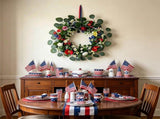 4th of July Eucalyptus Wreath for Front Door, 18 inch USA 250th Anniversary Patriotic Outdoor V1366-AZ2-W-14183