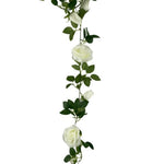 Artificial White Rose Garland 190cm V77-1191290