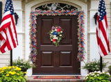 4th of July Red White Blues Lamb Ear Leaves Garland for Doors, 5.9ft Patriotic Artificial V1258-DP02-C-2721