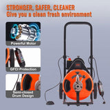 100FT x 1/2Inch Drain Cleaner Machine Sewer Auger Auto Feed with 4 Cutter & Air-Activated Foot V952-ZDJJKLSGDSTJZGK9AV3
