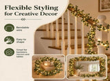 2Pcs Faux Vine Lights Artificial Greenery Garlands, Vines with Fairy Lights for Fireplace, Table, V1369-AZ3-W-08069
