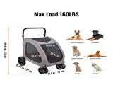Pet Stroller, 4 Wheels Dog Stroller with Brakes, 160lbs Weight Capacity, Portable Puppy Stroller V952-CWTCDHK4QSHD3F05MV0