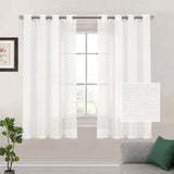 white Linen Textured Curtains 62 Inch Long 2 Panels for Living Room Grommet Top Light Filtering V1369-AZ3-W-17794