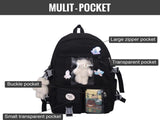 Waterproof for girls - Girl's Backpack With Pin and Accessories - boys' - women's V1188-MS101-02605-1