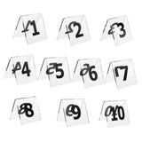 Clear Double-Sided Acrylic Table Number Signs with Stable Triangle Base, 110 Pieces for Weddings, V1366-AZ2-W-11352