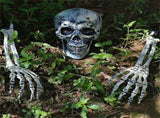 Halloween Glowing Skeleton Head Hands Arms Stakes Luminous Outdoor Decor for Lawn Garden Yard V1294-YM0716-10351200