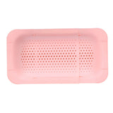 Strainer Basket Telescopic Design Anti Slip Rust Resistant Drain Colander Kitchen AccessoryPink V1294-YM0523-3118220009311