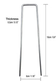 100 pcs U-shaped garden anchor pegs, 150mm, silver V1188-MS-325-1610