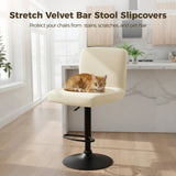 4PCS Stretch Velvet Bar Stool Slipcovers, Soft & Comfortable Swivel Chair Covers with Back, V1369-AZ3-W-08785