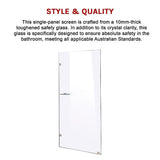 800 x 2000mm Frameless 10mm Safety Glass Shower Screen V63-828881