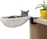 Cat Desk Hammock Bed With Soft Faux Fur And Steel Frame Clamp Mount For Indoor Small To Medium Cats, V1237-ZY-807-096